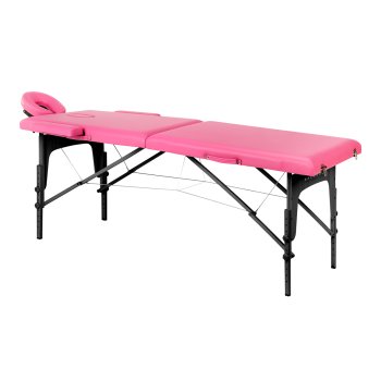 Balance Folding Massage Table, 2 Segments, Wooden Frame, Pink/Black