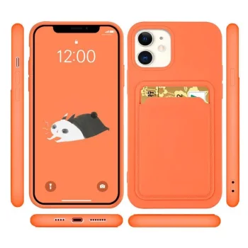 Silikoninis dėklas Card Case telefonui Samsung Galaxy A73 su kortelių dėklu, rožinis
