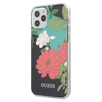 Guess iPhone 12 Pro Max dėklas Flower Collection, juodas