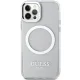Guess Metal Outline MagSafe dėklas iPhone 12 / 12 Pro telefonui, sidabrinis
