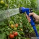 Išsiplečianti sodo žarna su purkštuvu 5–15 m, mėlyna