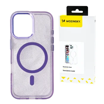 Wozinsky Glitter Case with MagSafe for Samsung Galaxy S25 - Purple Glitter