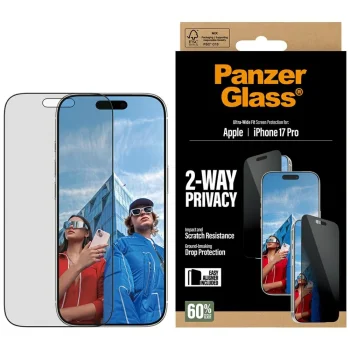 PanzerGlass Ultra-Wide Fit EasyAligner Privacy stiklas, skirtas iPhone 17 Pro