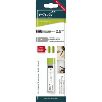Pica Fine-Dry atsarginės grafito šerdelės H 0.9 mm, 24 vnt., juodos