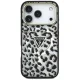 Guess IML Leopard Glitter Triangle Logo MagSafe dėklas iPhone 17 Pro / 18 Pro, juodas