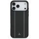 Mercedes Leather Star Pattern Stripes MagSafe dėklas, skirtas iPhone 17 Pro Max, juodas