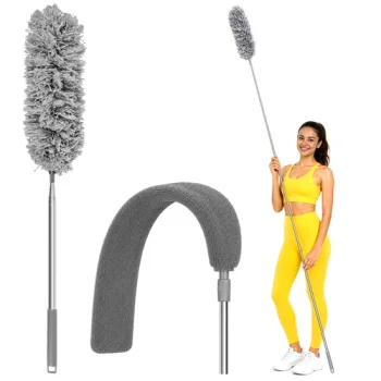 Zortiva teleskopinė dulkių šluostė 80–250 cm su 2 antgaliais, pilka / sidabrinė