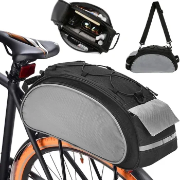Large Bicycle Carrier Bag, 13L, Black/Grey