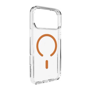 Puro Lite Mag dėklas iPhone 17 Pro Max, skaidrus su oranžiniu žiedu