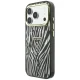 Guess IML Zebra Glitter Triangle Logo MagSafe dėklas iPhone 17 / 18 Pro Max, sidabrinis