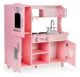 Large Wooden Play Kitchen for Kids with Sound Effects by ECOTOYS, Pink