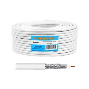 Koaksialinis kabelis Mastersat RG6 1Cu 48x0,12AL, baltas