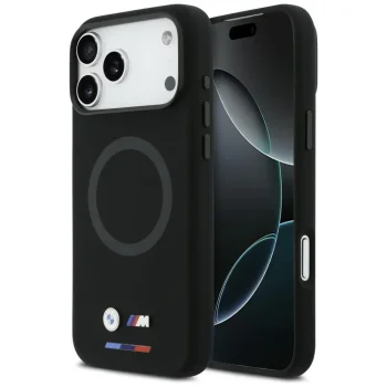 BMW M Silicon Logo MagSafe dėklas „iPhone 17 Pro Max“, juodas