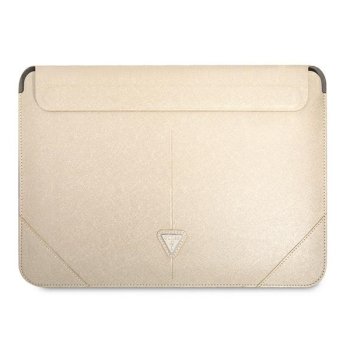 Guess Saffiano Triangle Logo dėklas nešiojamam kompiuteriui 16", smėlio spalvos