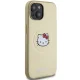 Hello Kitty dėklas iPhone 14 telefonui Leather Kitty Head MagSafe, auksinis