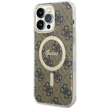 Dėklas Guess 4G MagSafe, skirtas iPhone 15 Pro Max, rudas
