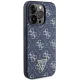 Guess dėklas iPhone 15 Pro telefonui, 4G Triangle Metal Logo, mėlynas