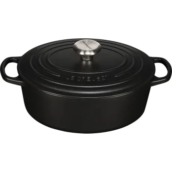 Ketaus ovalus troškintuvas Le Creuset Signature 27 cm, 4.1 l, matinė juoda