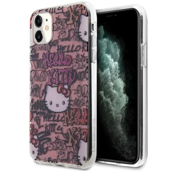 Hello Kitty iPhone 11 / XR dėklas IML Tags Graffiti, rožinis