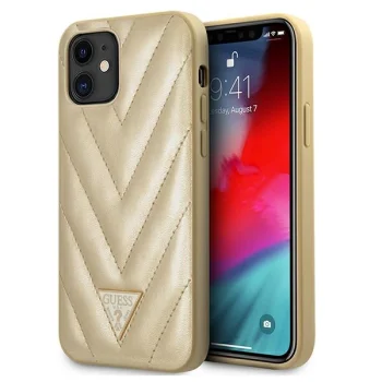 Guess iPhone 12 mini Case V-Quilted Collection, Gold