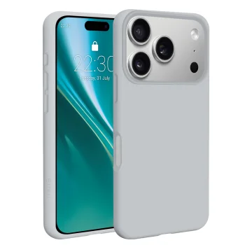 Dėklas Etteri Silicone Mag skirtas iPhone 17 Pro Max / 18 Pro Max, sidabrinis