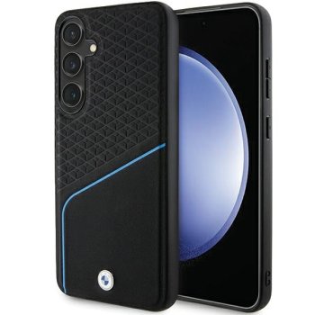 BMW Samsung Galaxy S24+ Case Signature Leather Textured & Line MagSafe, Black