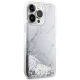 Guess dėklas iPhone 14 Pro Max telefonui Liquid Glitter Marble, baltas