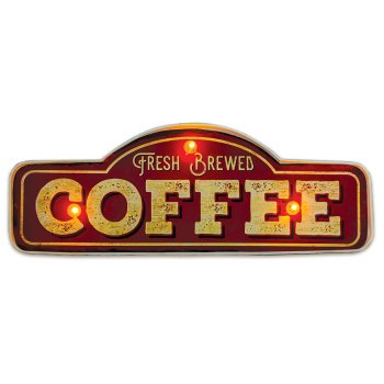 Forever Light Retro LED Metal Sign Fresh Brewed Coffee
