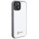 Guess dėklas iPhone 15 telefonui Sequin Script Metal, sidabrinis