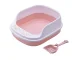 Open Cat Litter Box with Frame and Scoop, 48x38x19 cm, Pink
