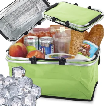 Foldable Thermal Picnic Basket, Green
