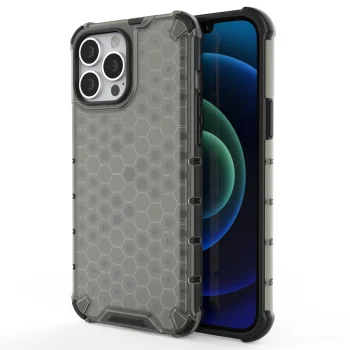 Honeycomb Armor Case for iPhone 13 Pro Max with TPU Bumper, Black