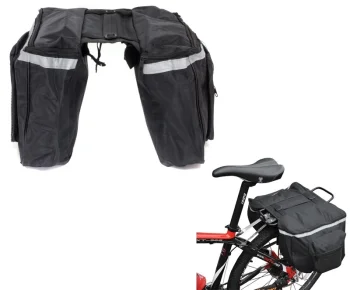 Bicycle Rear Rack Pannier Bag RW1 with 4 Compartments, Black