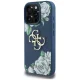 Guess Grained Roses Big 4G Logo dėklas iPhone 16 Pro telefonui, mėlynas