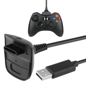 USB įkrovimo laidas „Xbox 360“ belaidžiam pulteliui, Play & Charge, 150 cm, juodas