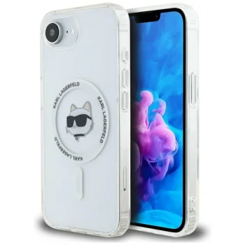 Karl Lagerfeld IML Metal Choupette Head MagSafe dėklas telefonui iPhone 16e, baltas