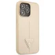 Guess Saffiano Triangle Logo dėklas, skirtas iPhone 14 Pro Max, rusvas (Beige)