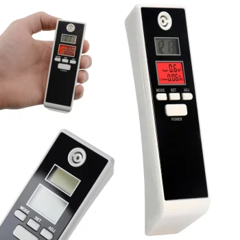Baltas kišeninis alkotesteris be kandiklio su LCD ekranu