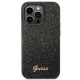 Guess Glitter Script dėklas iPhone 14 Pro telefonui, juodas