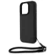 BMW iPhone 16 Pro Max dėklas Signature Leather Wordmark Cord, juodas