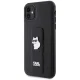 Karl Lagerfeld dėklas iPhone 11 / XR su rankena Gripstand Saffiano Choupette, juodas