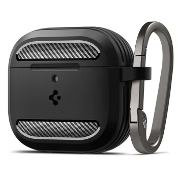Spigen Rugged Armor dėklas, skirtas AirPods 4, juodas