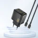Dudao A28PEU PD 45W GaN 2x USB-C įkroviklis, juodas