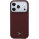 Mercedes Leather Semi Wrap Wood Effect MagSafe dėklas iPhone 17 Pro, raudonas