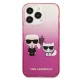Karl Lagerfeld Gradient Ikonik Karl&Choupette dėklas iPhone 13 Pro / 13 rožinis