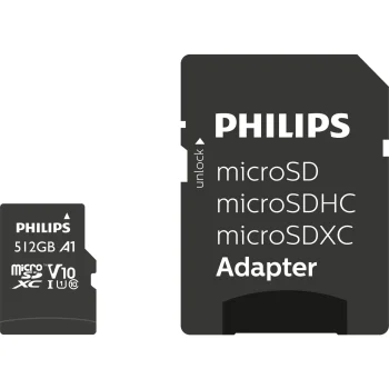 Philips MicroSDXC atminties kortelė 512 GB Class 10 UHS-I U1 V10 A1 su SD adapteriu