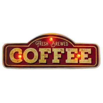 Forever Light Retro LED Metal Sign Fresh Brewed Coffee