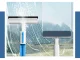 Flat mop with spray and window squeegee, 3 microfiber pads, white
