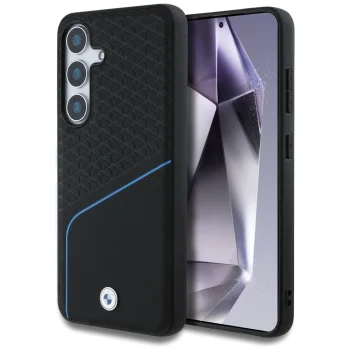 BMW Leather Textured and Smooth MagSafe dėklas skirtas Samsung Galaxy S25, juodas