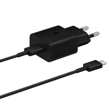 Samsung EP-T1510XBEGEU 15W PD USB-C įkroviklis su USB-C laidu, juodas